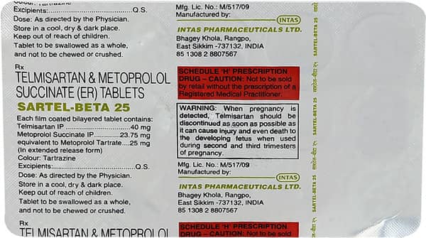 Sartel Beta 25mg Strip Of 15 Tablets