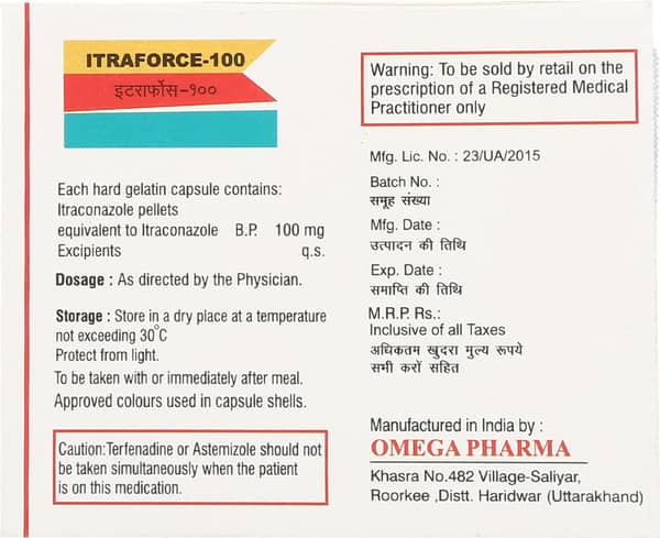 Itraforce 100 MG Capsule (4): Uses, Side Effects, Price & Dosage ...