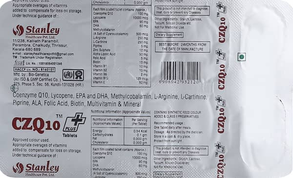Czq 10 Plus Strip Of 10 Tablets