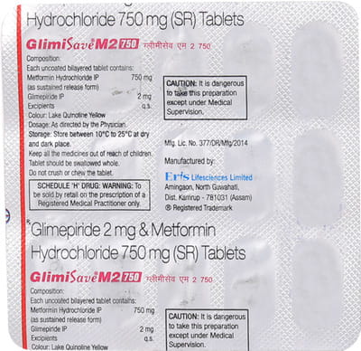 Glimisave M 2/750mg Strip Of 15 Tablets