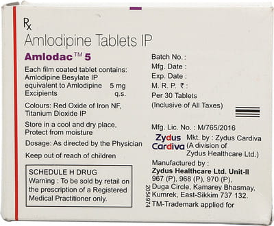 Amlodac 5mg Strip Of 30 Tablets