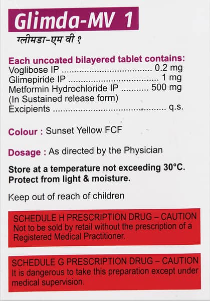 Glimda Mv 1mg Strip Of 10 Tablets