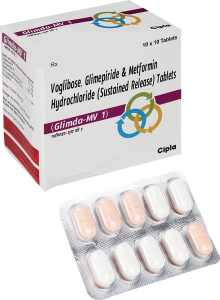Glimda Mv 1mg Strip Of 10 Tablets