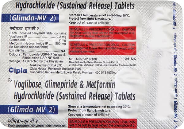 Glimda Mv 2mg Strip Of 10 Tablets