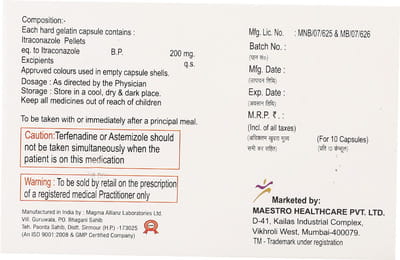 Itrafab 200mg Strip Of 10 Capsules