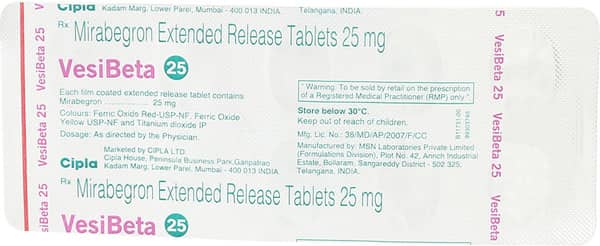 Vesibeta 25mg Strip Of 10 Tablets