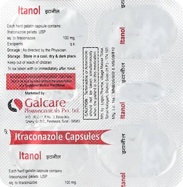 Itanol 100Mg Strip Of 4 Capsules