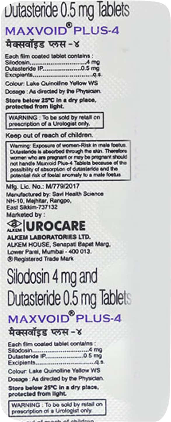 Maxvoid Plus 4mg/0.5mg Strip Of 10 Tablets: Uses, Side Effects, Price ...