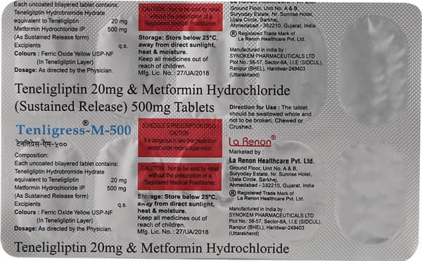 Tenligress M 500Mg Strip Of 10 Tablets