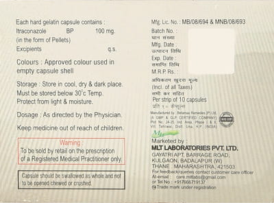 Itrajet 100mg Strip Of 10 Capsules