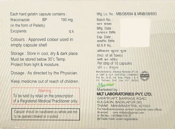 Itrajet 100mg Strip Of 10 Capsules