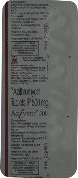 Azivent 500Mg Strip Of 5 Tablets