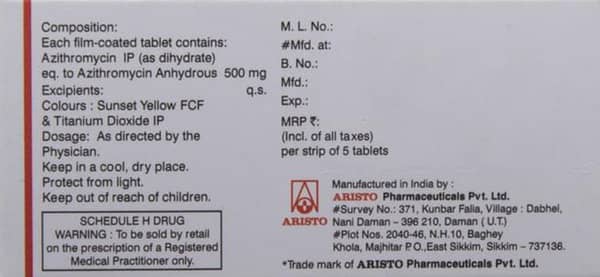 Azivent 500Mg Strip Of 5 Tablets