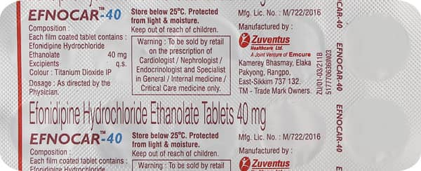 Efnocar 40mg Strip Of 10 Tablets