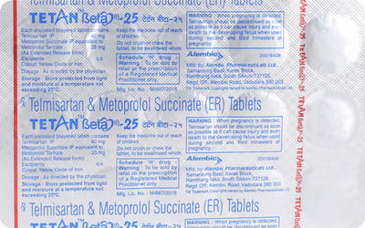 Tetan Beta 25mg Strip Of 15 Tablets