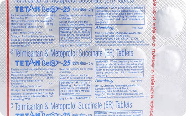 Tetan Beta 25Mg Strip Of 15 Tablets