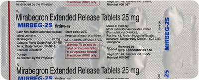 Mirbeg 25mg Strip Of 10 Tablets