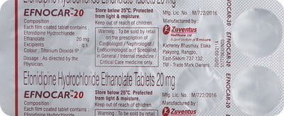 Efnocar 20mg Strip Of 10 Tablets