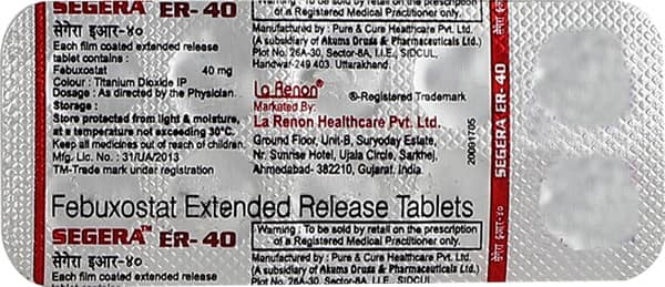 Segera Er 40mg Strip Of 10 Tablets