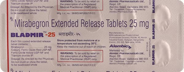 Bladmir 25mg Strip Of 10 Tablets