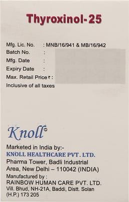 Thyroxinol 25mcg Bottle Of 100 Tablets