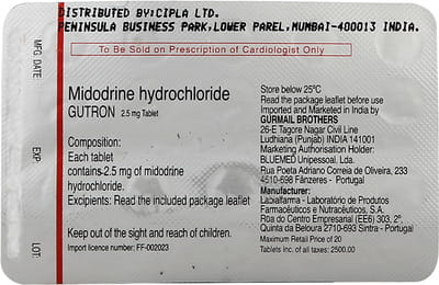 Gutron 2.5mg Strip Of 20 Tablets
