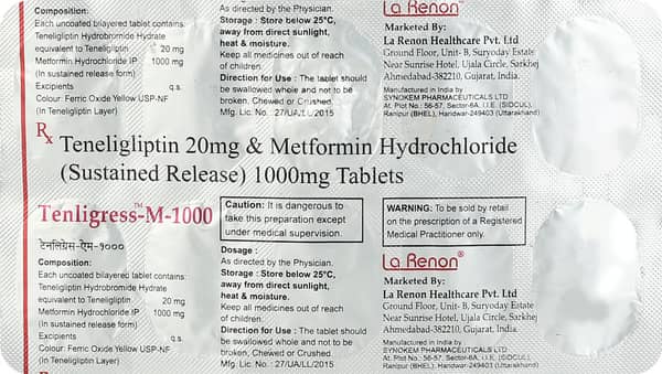Tenligress M 1000mg Strip Of 10 Tablets