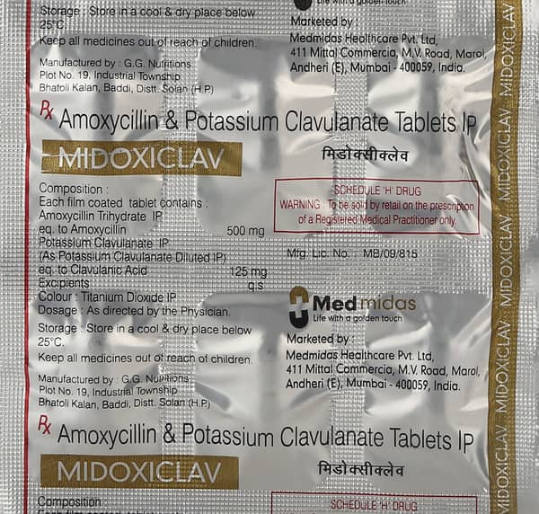 Midoxiclav 625Mg Strip Of 6 Tablets