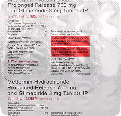 Glimisave M 3mg/750mg Strip Of 15 Tablets