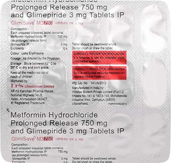 Glimisave M 3mg/750mg Strip Of 15 Tablets