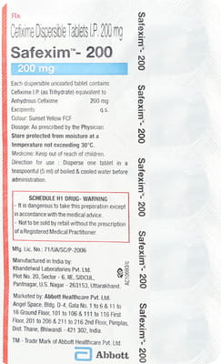 सैफक्ज़िम 200एमजी 10 टैबलेट की स्ट्रिप