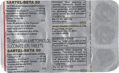 Sartel Beta 50mg Strip Of 15 Tablets