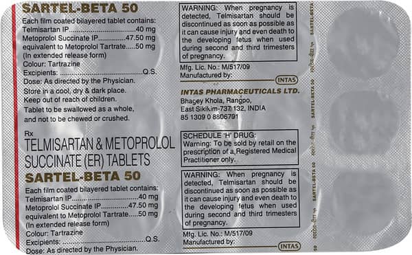Sartel Beta 50mg Strip Of 15 Tablets