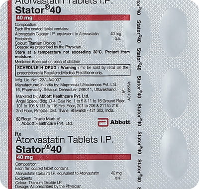 Stator 40mg Strip Of 15 Tablets