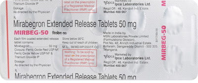 Mirbeg 50mg Strip Of 10 Tablets