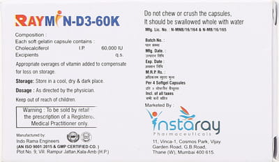 Raymin D3 60k Strip Of 4 Softgel Capsules