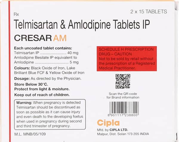 Cresar Am 40mg Strip Of 15 Tablets