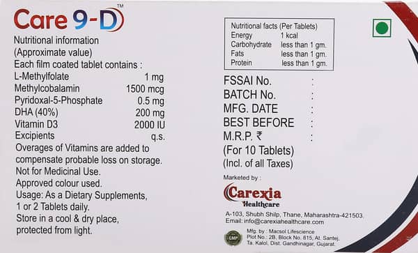 Care 9 D Strip Of 10 Tablets