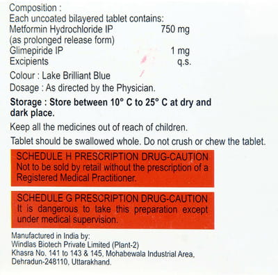 Glimisave M 1mg/750mg Strip Of 15 Tablets