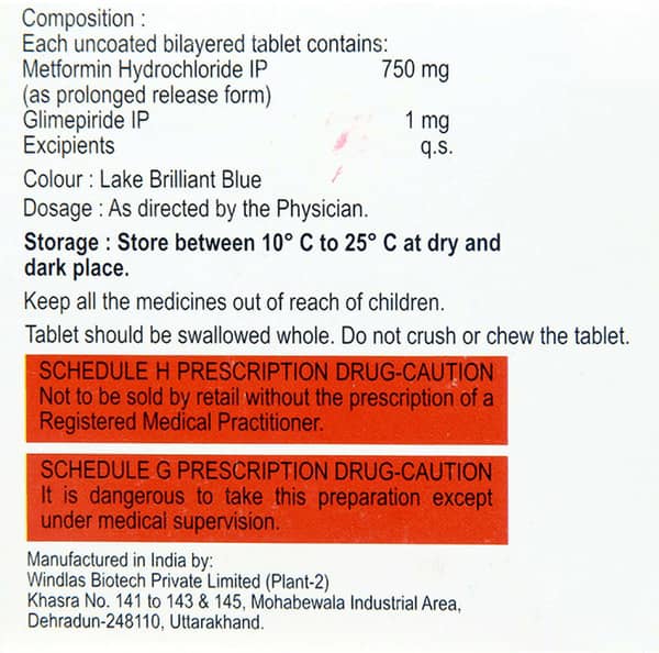 Glimisave M 1mg/750mg Strip Of 15 Tablets