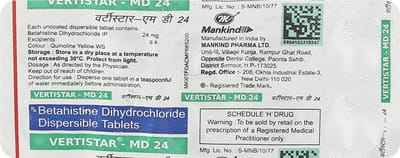Vertistar Md 24 Mg Strip Of 10 Tablets