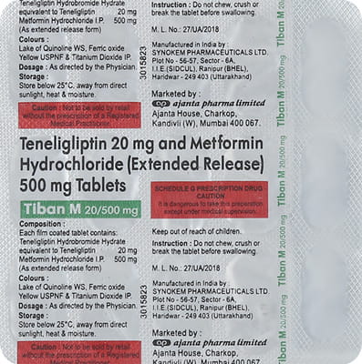 Tiban M 20mg/500mg Strip Of 15 Tablets