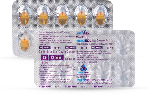 D Gain 60000iu Strip Of 10 Softgel Capsules