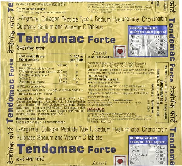 Tendomac Forte Strip Of 15 Tablets