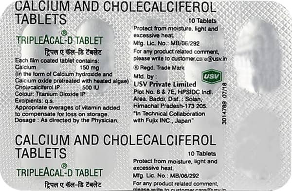 Triple A Cal D Strip Of 10 Tablets