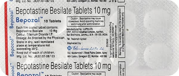 Bepozal 10Mg Strip Of 10 Tablets