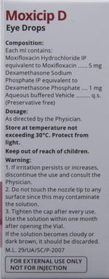 Moxicip D Bottle Of 5ml Eye Drops