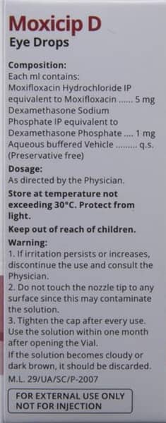 Moxicip D Bottle Of 5ml Eye Drops