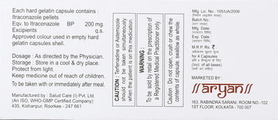Itracon 200mg Strip Of 4 Capsules