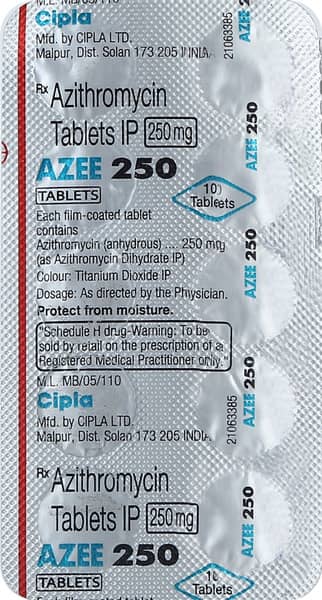 Azee 250mg Strip Of 10 Tablets